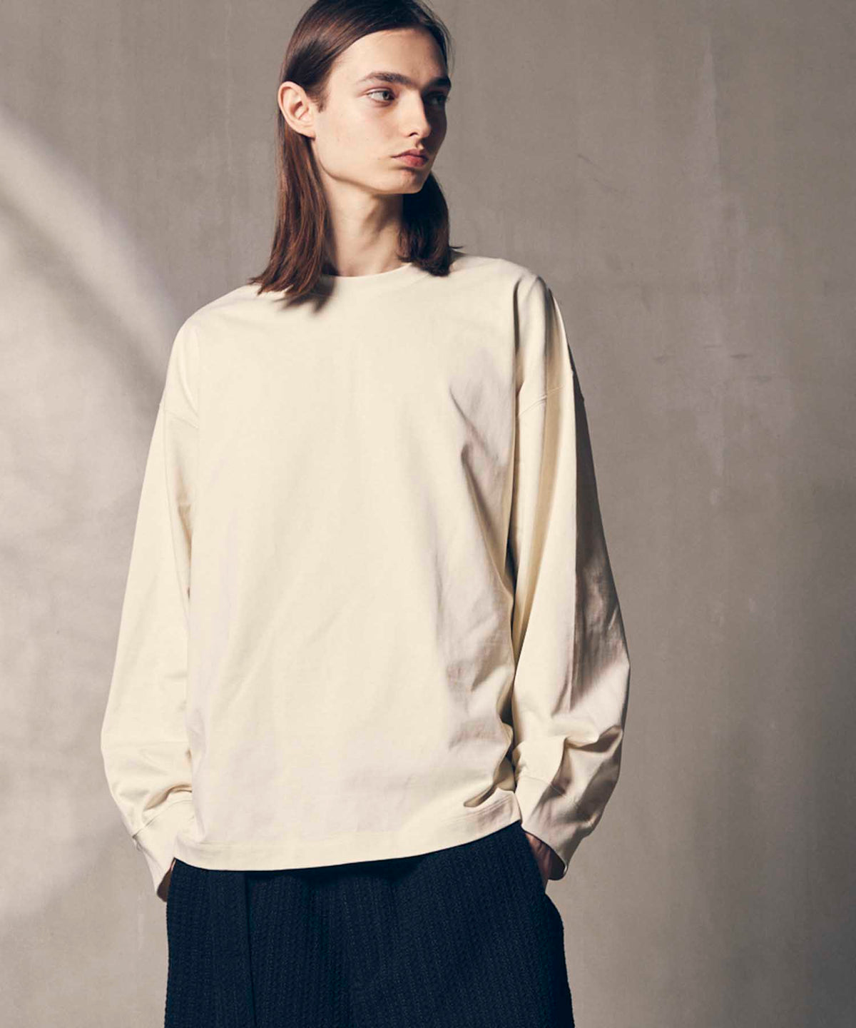 Heavy-Weight Cotton Prime-Over Crew Neck Long Sleeve T-Shirt