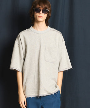 Cut-Off Prime-Over Crew Neck Pocket T-Shirt