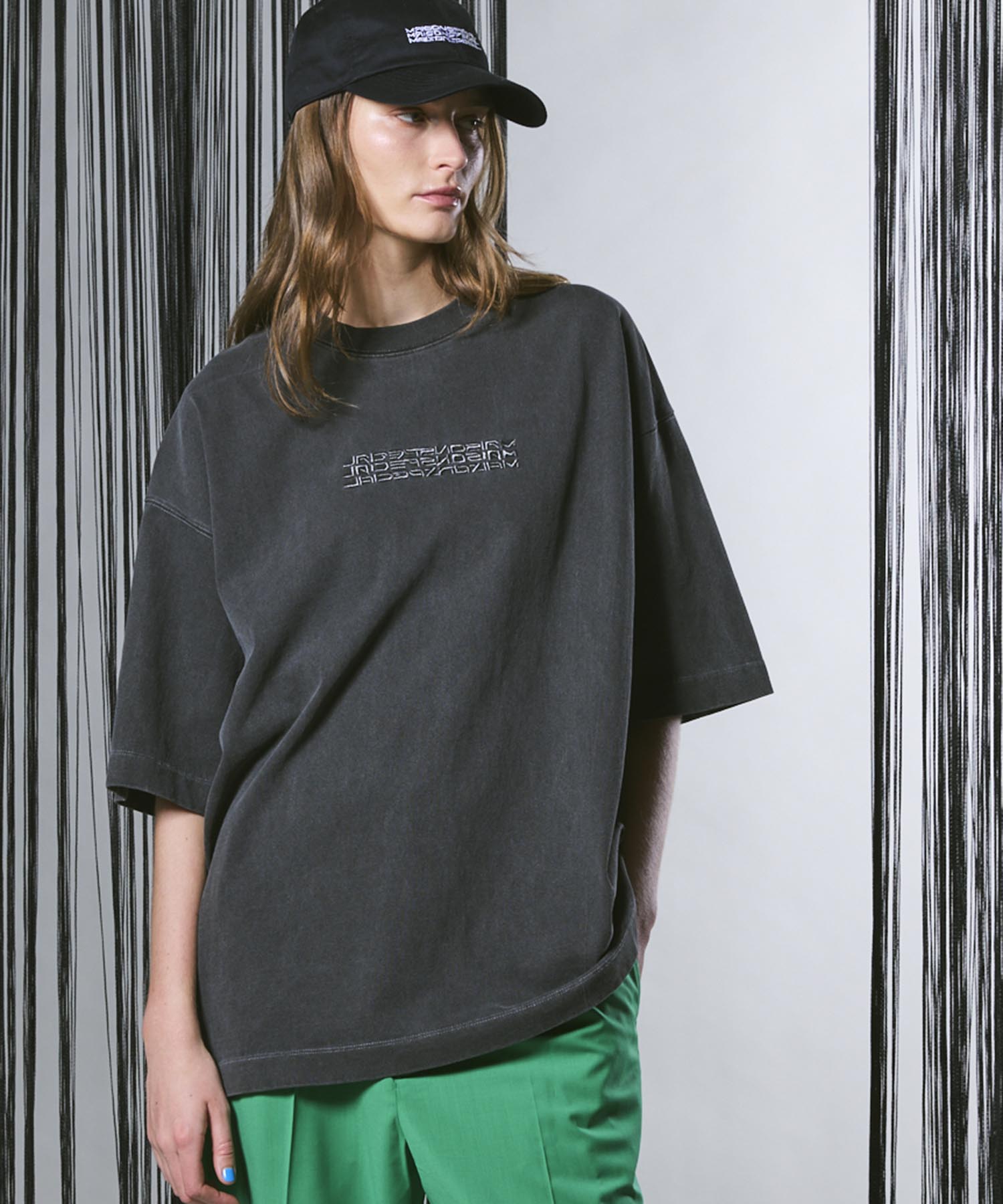 Logo Embroidery Prime-Over Pigment Crew Neck T-Shirt