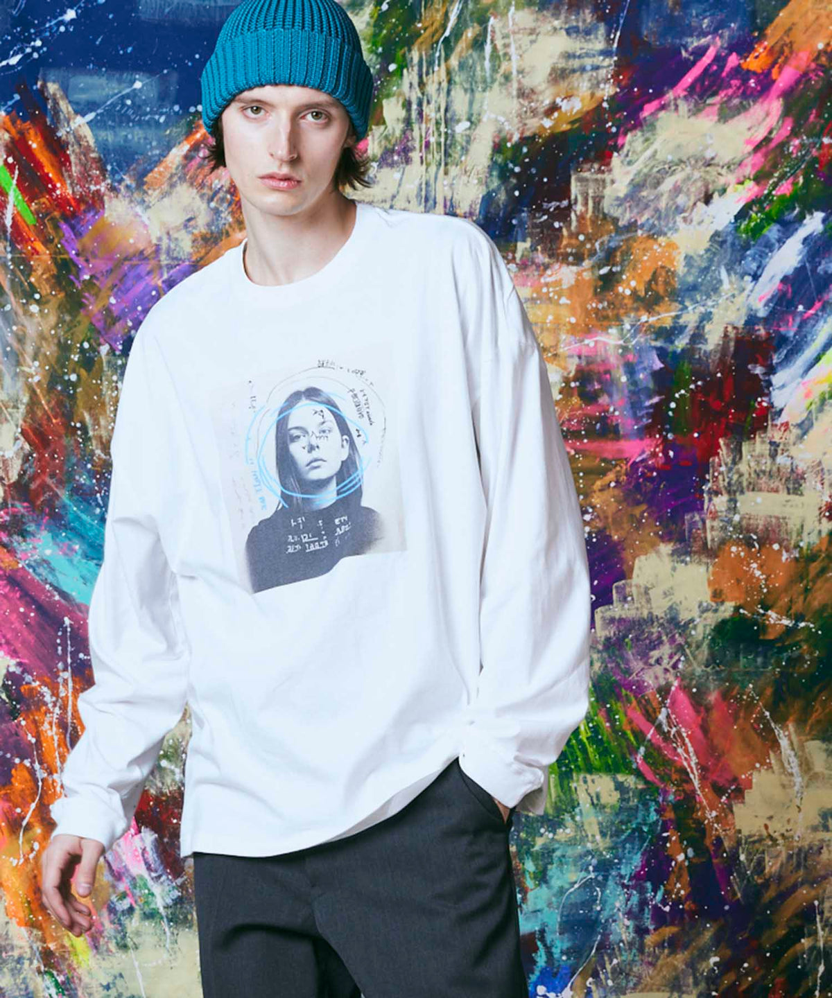 Multi Graphic Prime-Over Crew Neck Pullover