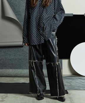 Artificial Leather Wide Pants