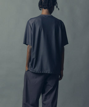 【SPORTS TECH HIGH SPEC LINE】Oversized Different Material Combination Side Zip Crew Neck T-shirt