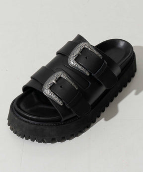 【SPECIAL SHOES FACTORY COLLABORATION】Italian Vibram Sole Double Monk Buckle Sandal Made In TOKYO