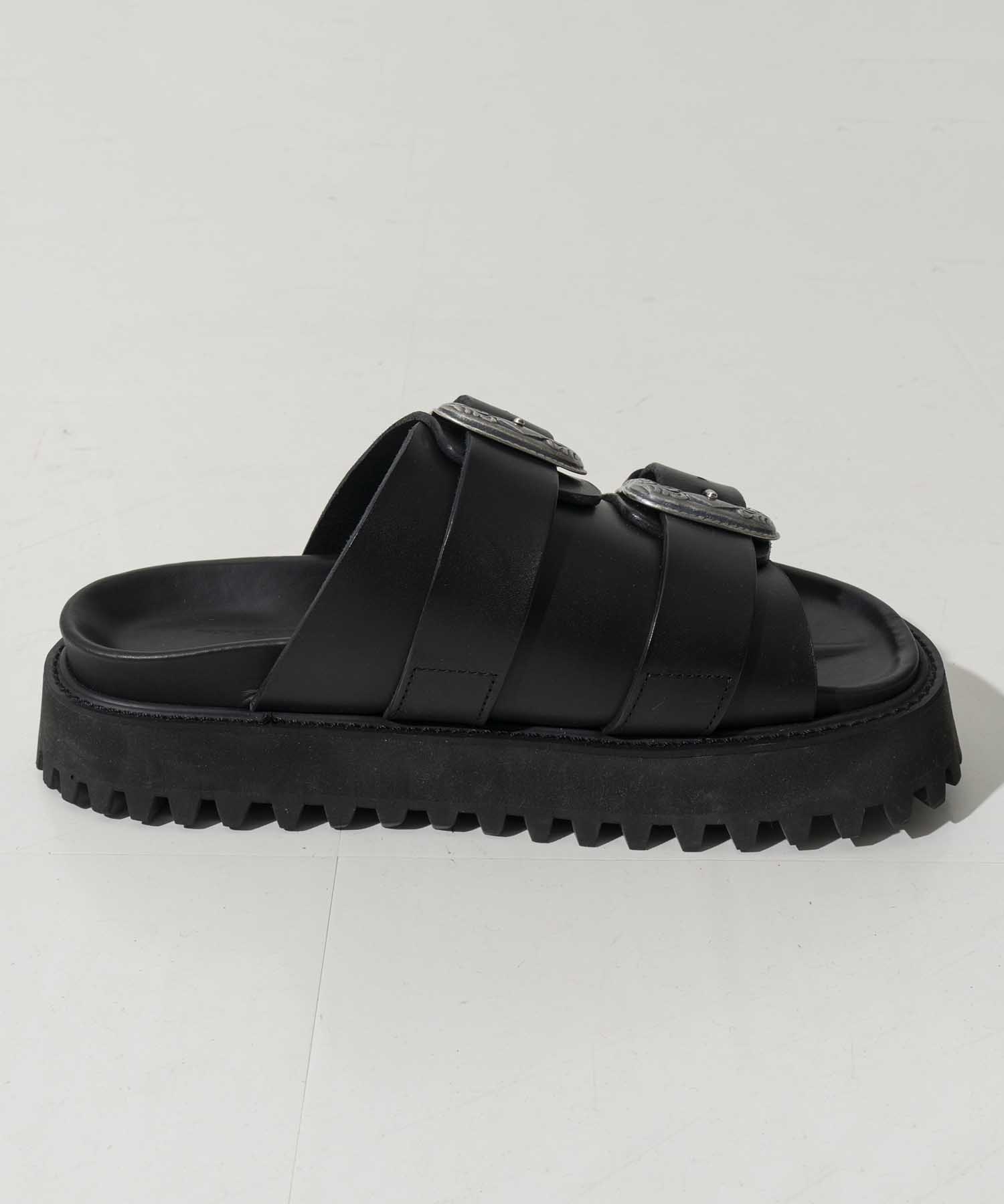 【SPECIAL SHOES FACTORY COLLABORATION】Italian Vibram Sole Double Monk Buckle Sandal Made In TOKYO